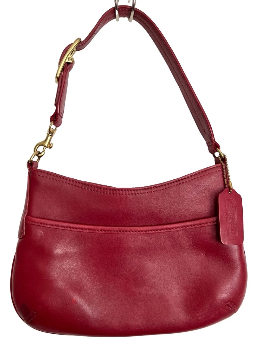 Vintage Coach Legacy West Demi Soho Red Leather Small Shoulder Bag Hobo 9295